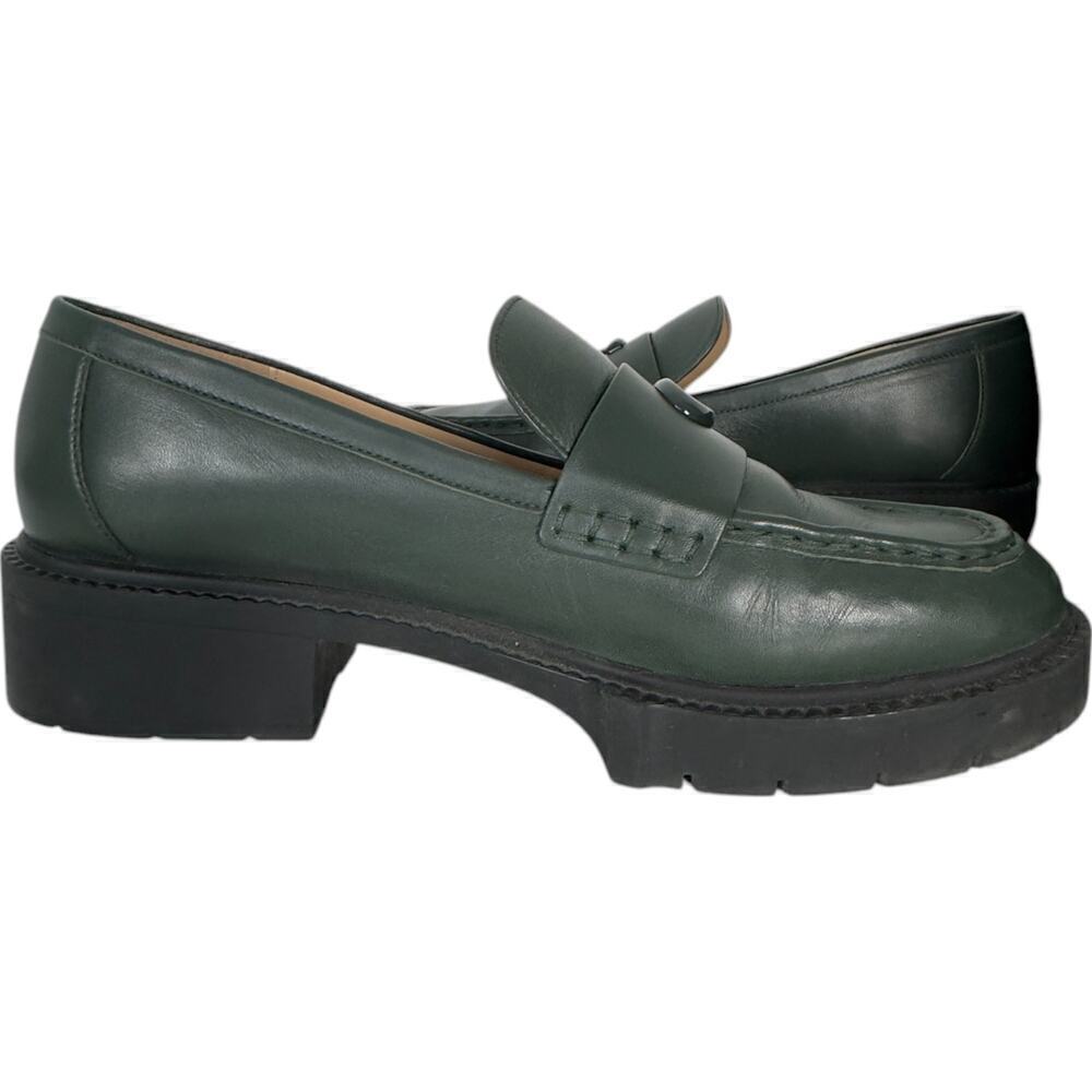 Coach Leah Loafer in Green Leather with Platform Lug Sole (11) - Picture 8 of 16